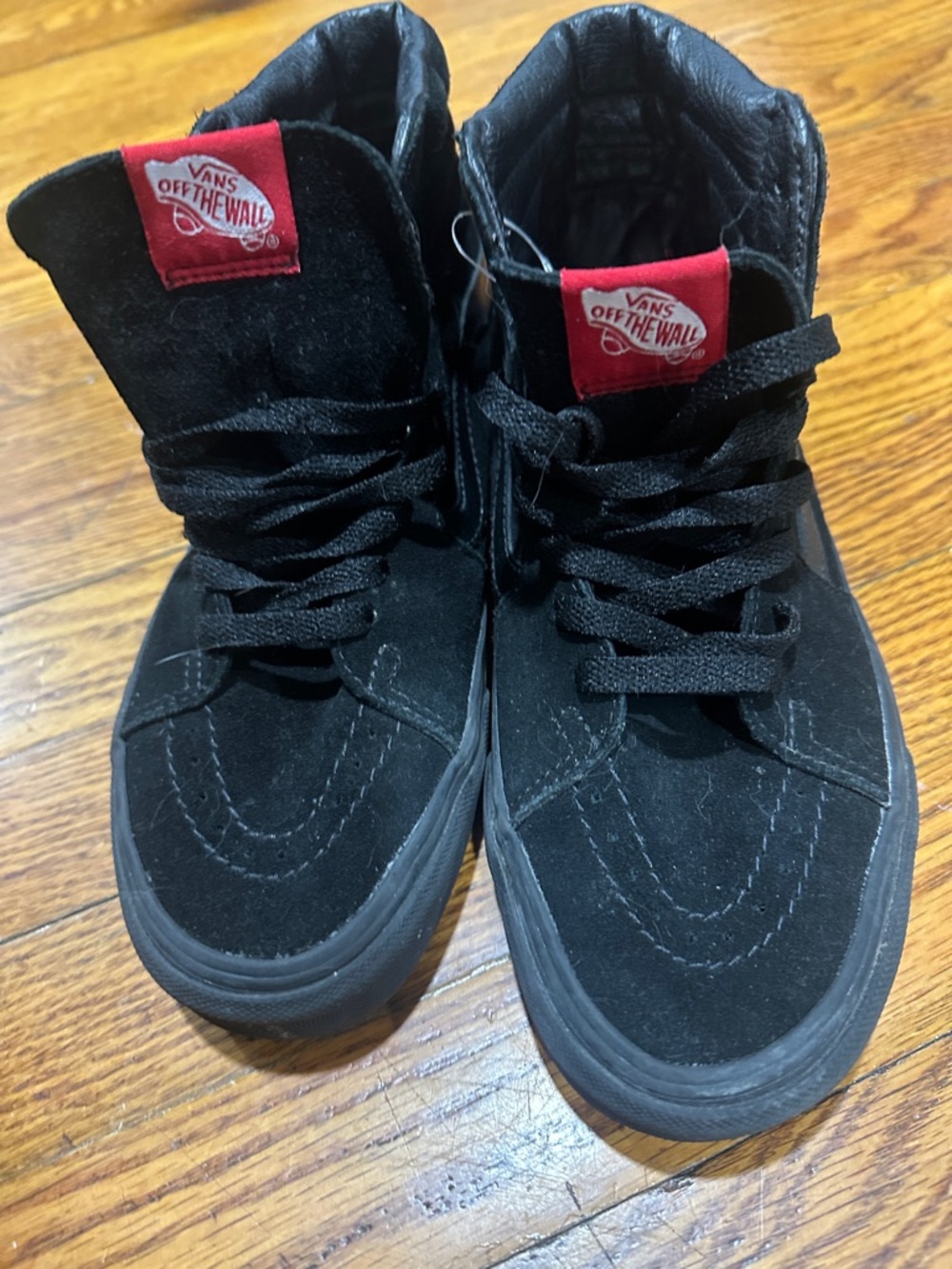 Vans Kids Black High-Top Sneakers with Red Logo Tabs